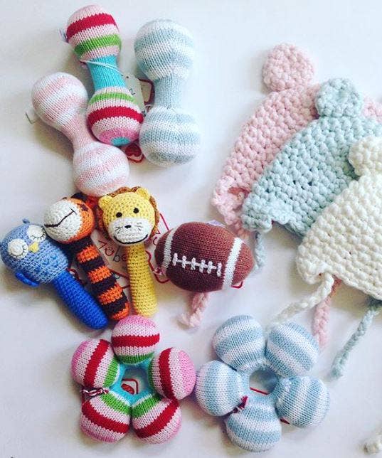 Knit Rattle in Blue