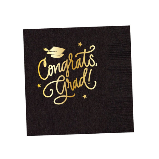 Congrats, Grad! | Napkins (black + gold foil)