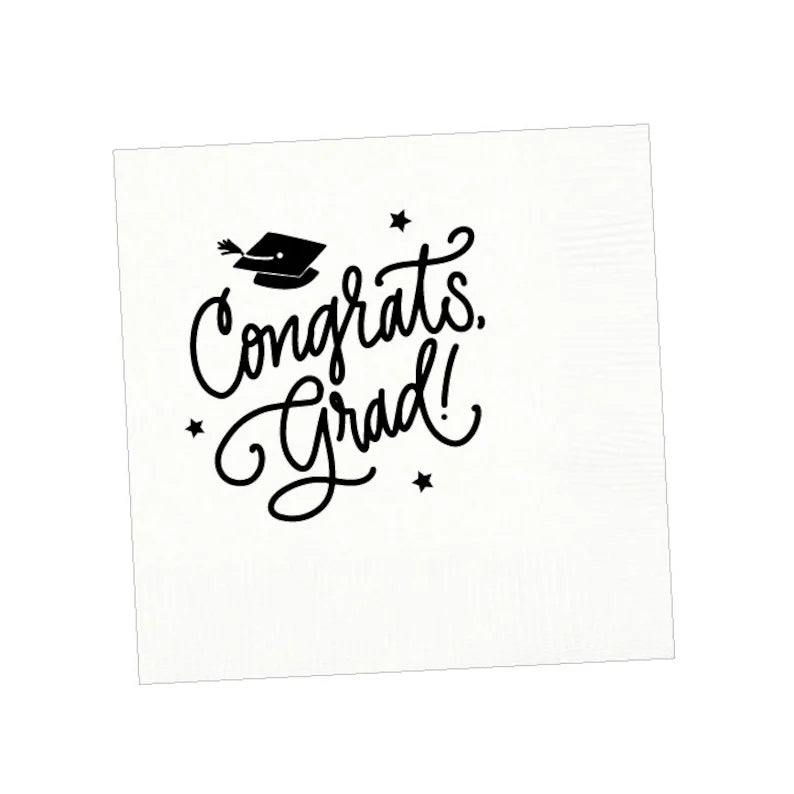 Congrats, Grad! | Napkins (white + black)