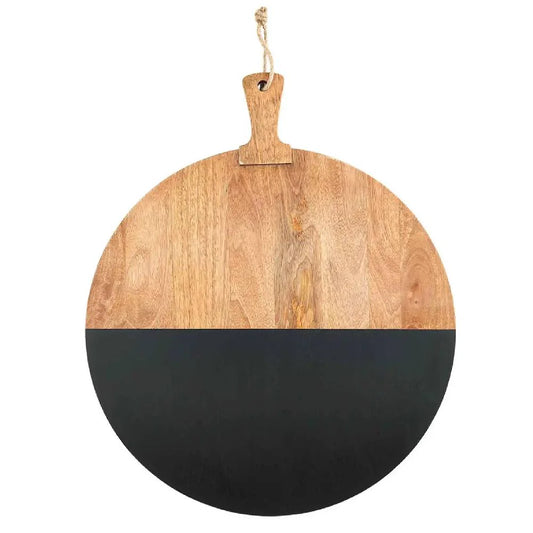Mud Pie Round Black Wood Serving Board