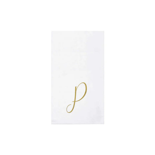 Papersoft Napkins Gold Monogram Guest Towels - P (Pack of 20)