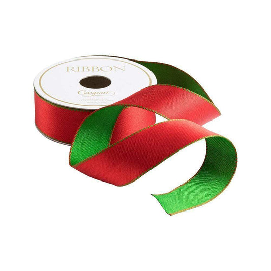 Reversible 1" Satin Red/Green Ribbon - 10 Yards