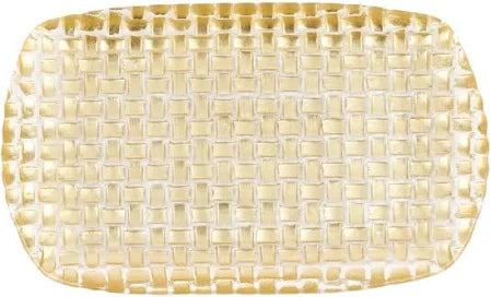 Rufolo Glass Gold Basketweave Rectangular Tray