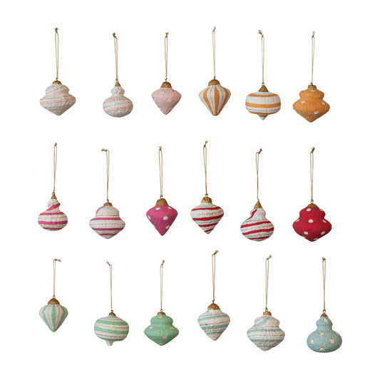 Handmade Paper Mache Ornament, 18 Styles (Each One Will Vary)
