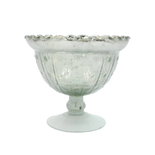 Decorative Embossed Mercury Glass Footed Bowl