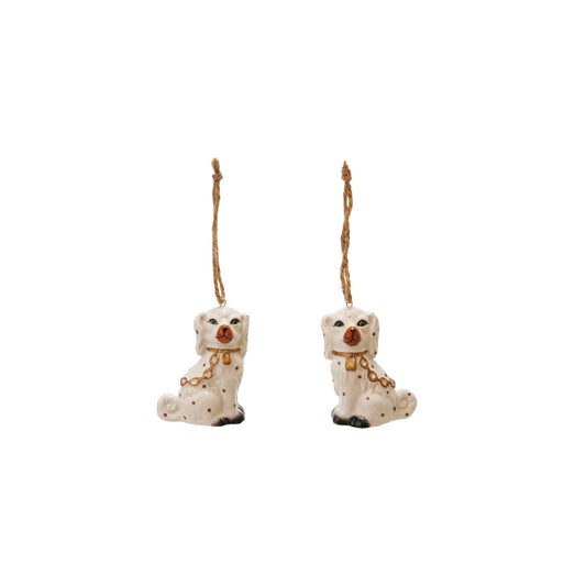 2-3/4"H Ceramic Staffordshire Dog Ornament, Gold Finish, 2 Styles