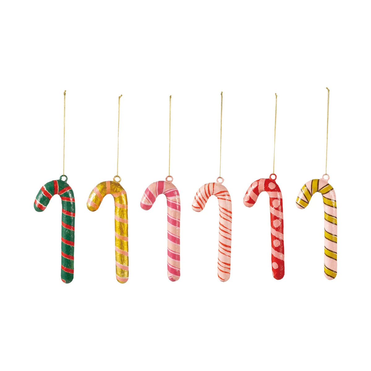 Metal & Paper Mache Candy Cane Ornament, 6 Styles